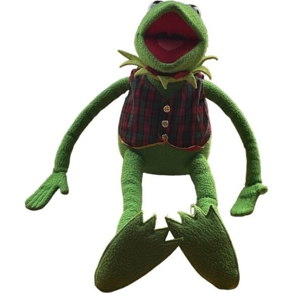 Jim Henson Muppets Kermit the Frog Red Green Checkered Vest Plush Stuffed Animal